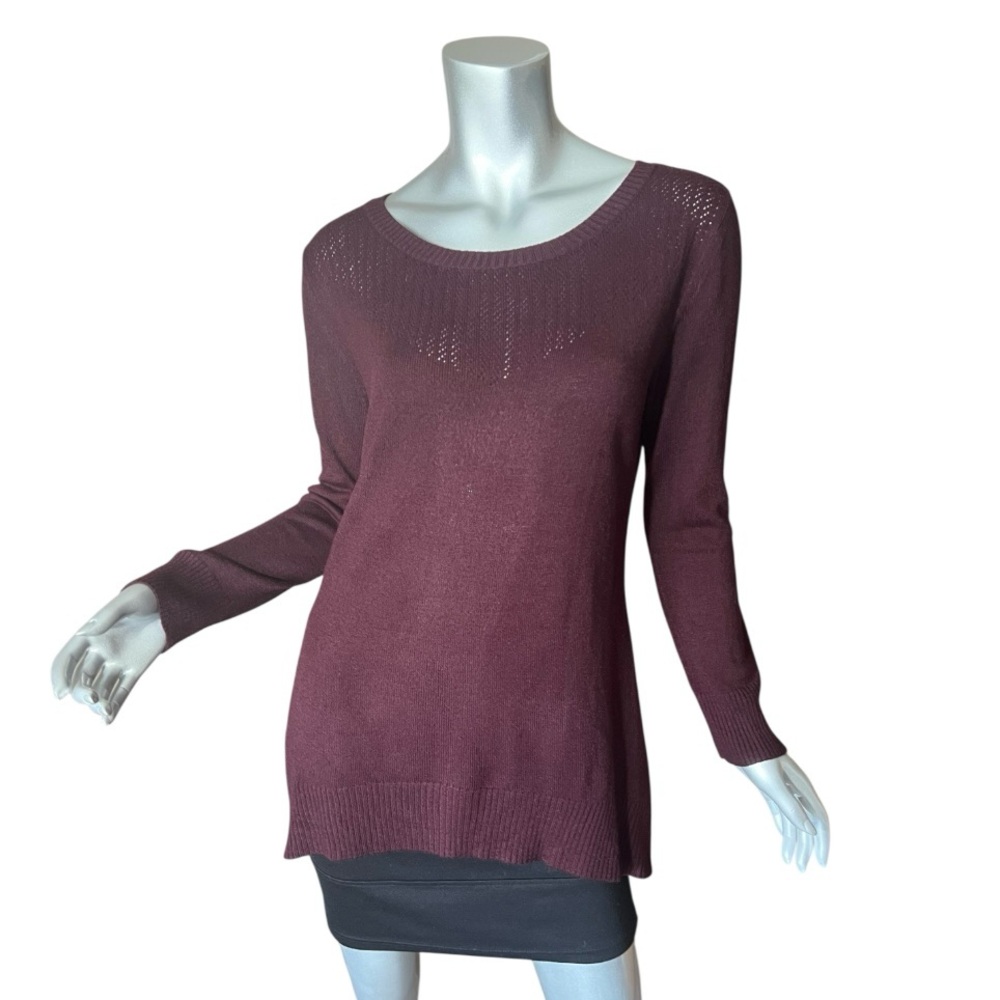 New York & Company Women’s Medium Thin Knit Burgundy Red Tunic Sweater